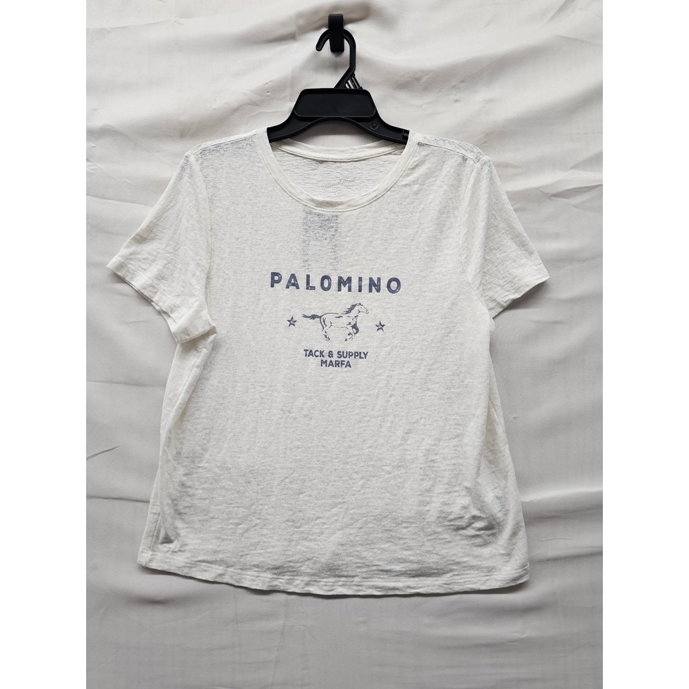 Universal Thread Womens Graphic T Shirt Cream Cotton Blend Casual Size Medium